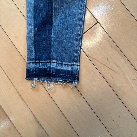 AMERICAN EAGLE Two Tone Super Stretch Hi-Rise Jegging Crop Raw Hem Jeans Size 4 - Picture 4 of 15